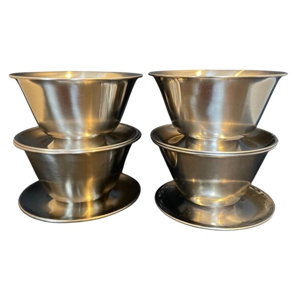 Leonard Stainless Steel Bowls with Attached Platters - Picture 1 of 9